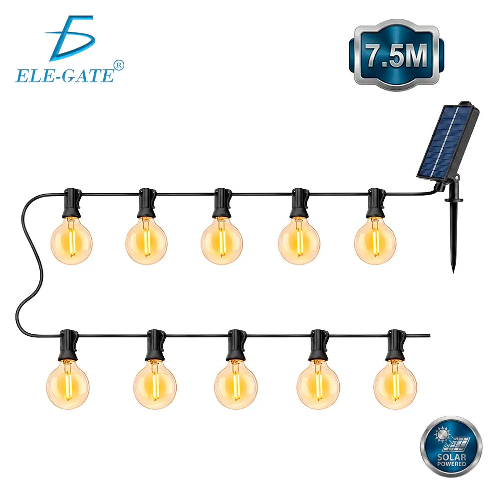 Guirnalda Solar LED de 7.5 Metros con 10 Focos – Luz Cálida