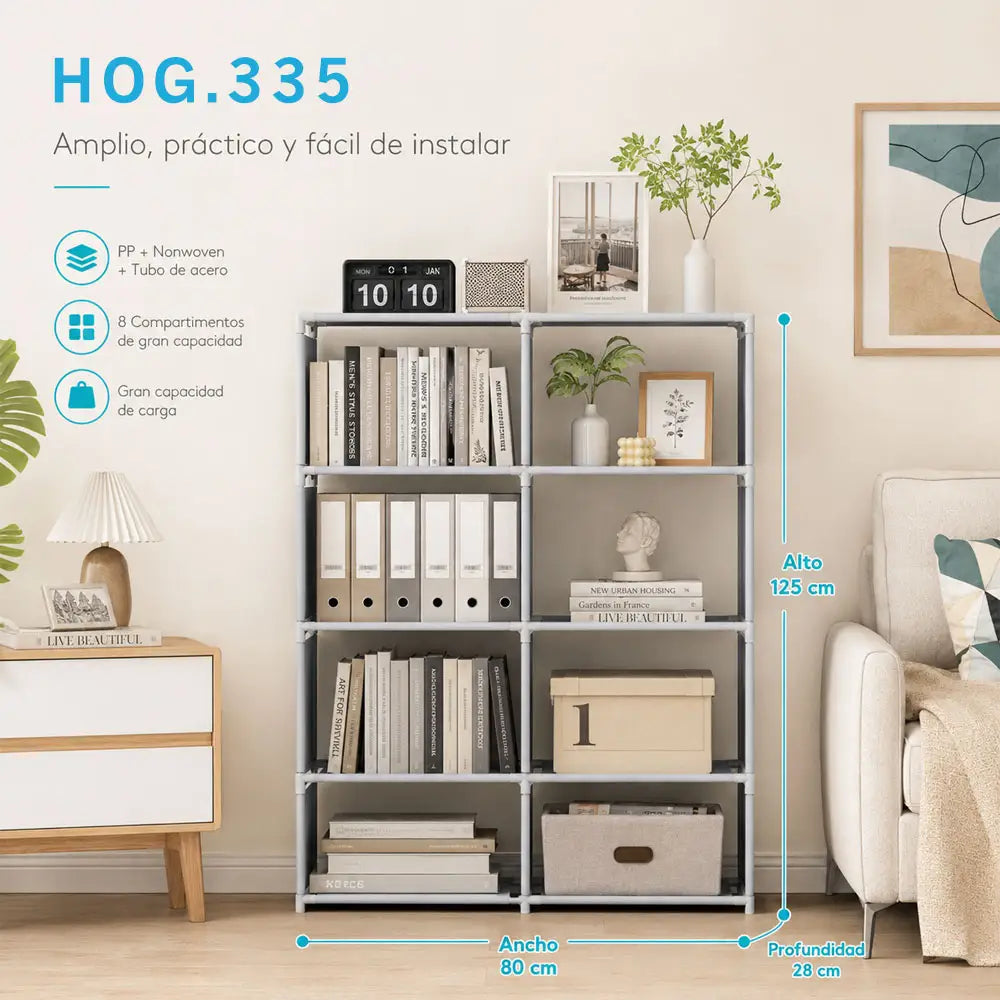 Librero Organizador de 8 Compartimentos – Modular