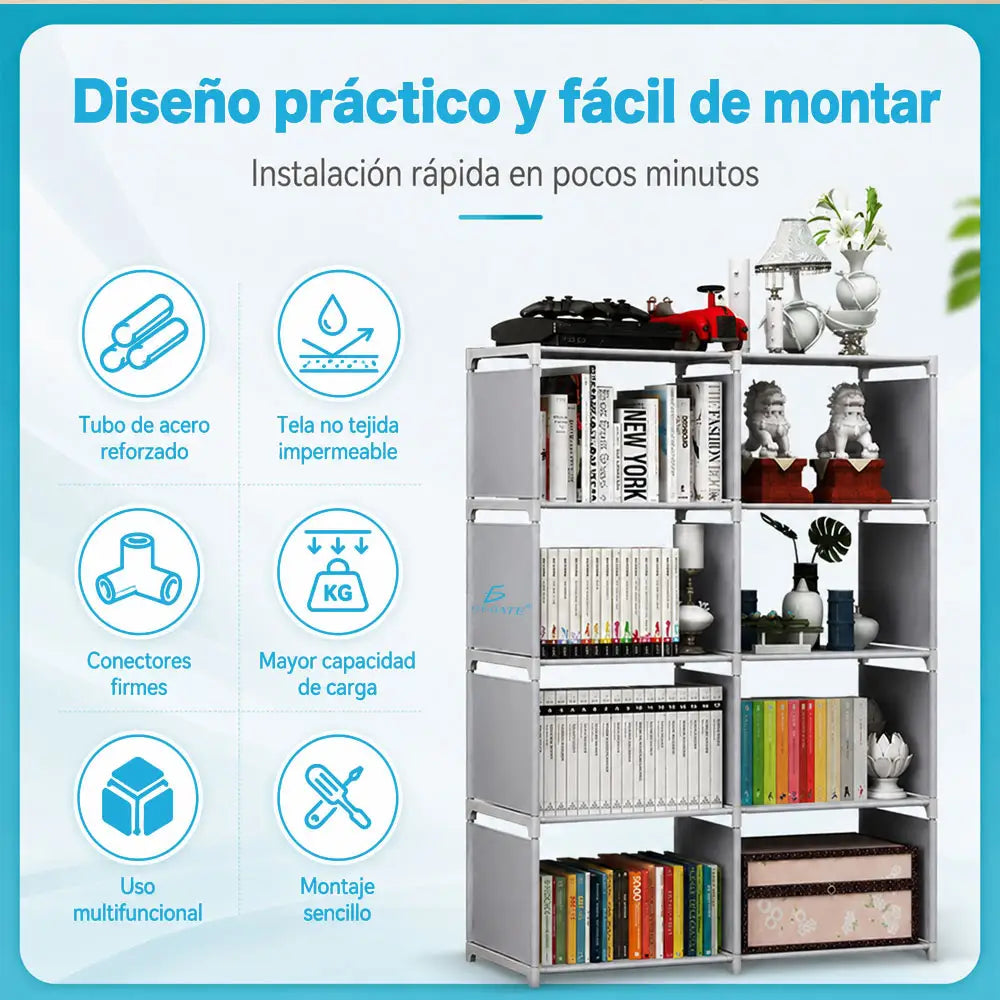Librero Organizador de 8 Compartimentos – Modular