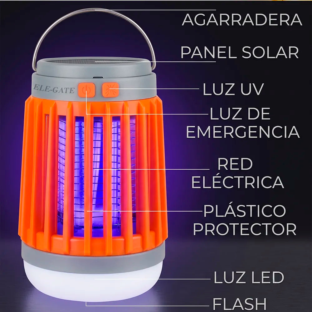 Lámpara Matamosquitos Solar y USB con Luz LED para Camping