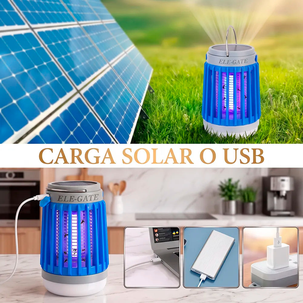 Lámpara Matamosquitos Solar y USB con Luz LED para Camping